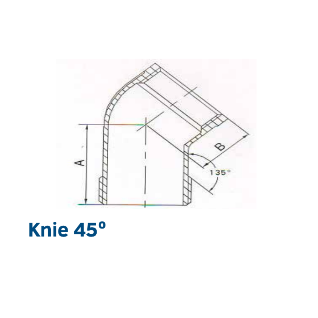 1.4401 - RVS AISI 316 (A4) - Knie bi-bu 45° BSP - Ferranox Metal Center