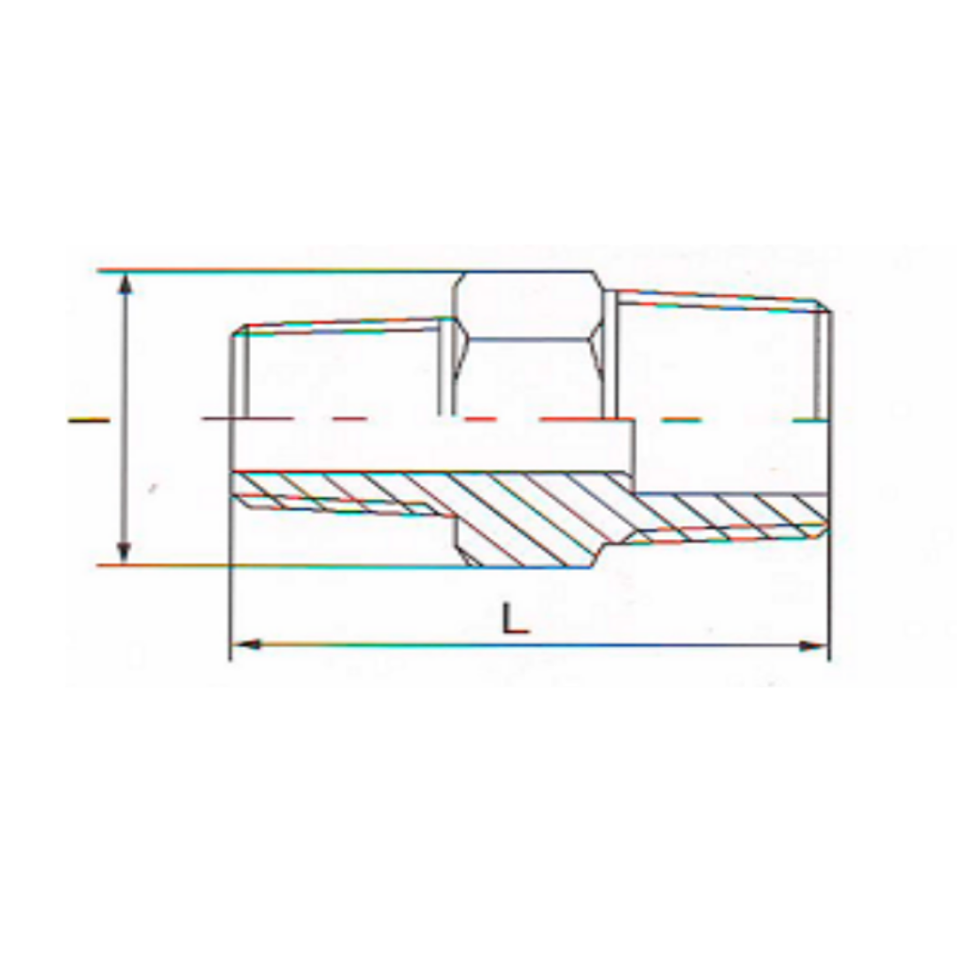 1.4401 - RVS AISI 316 (A4) - Verloopnippel buiten / buiten draad BSP - Ferranox Metal Center