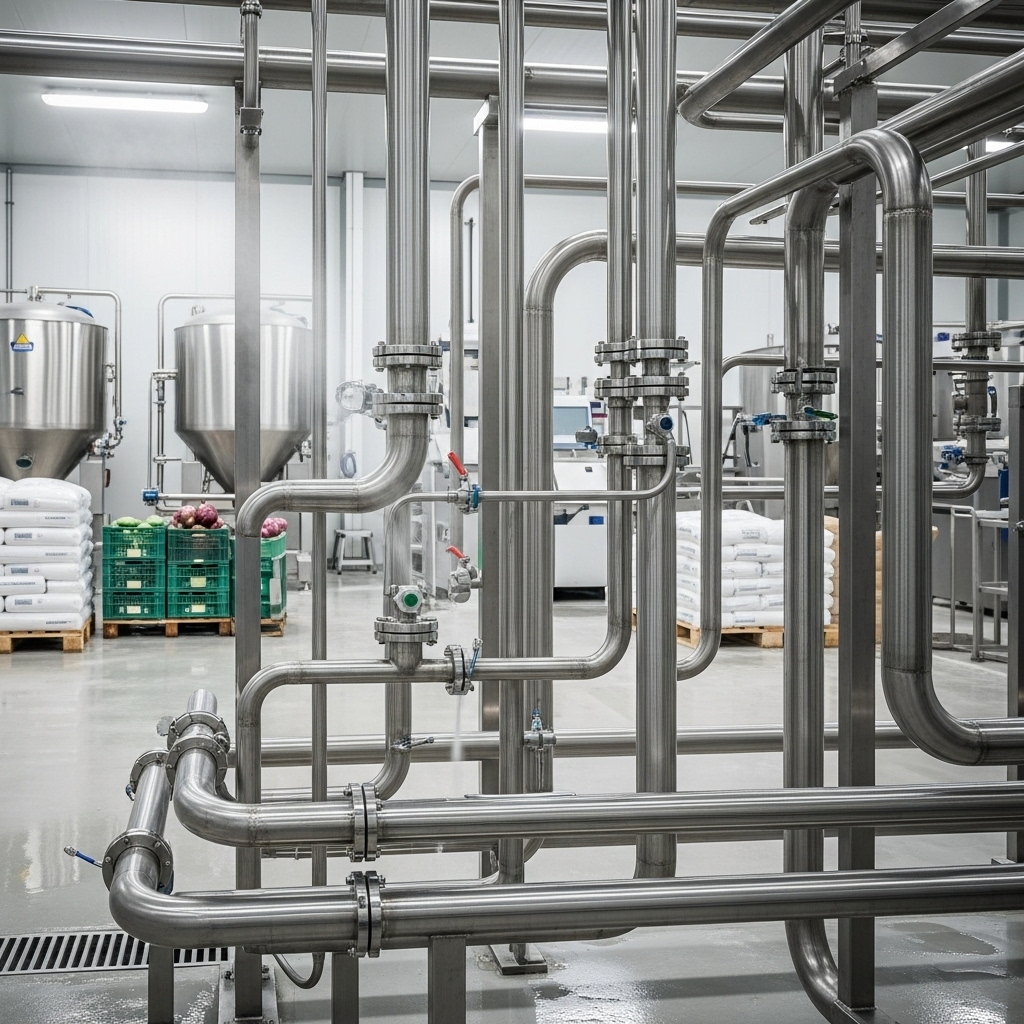Hygiënisch RVS 304 en 316 in voedselverwerkingsinstallatie en verpakkingslijn
