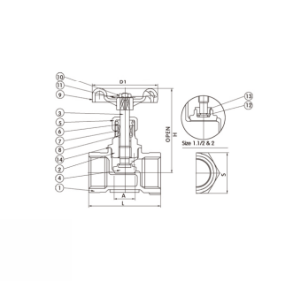 Klepafsluiter recht model, draadaansluiting BSP ND16 - Ferranox Metal Center