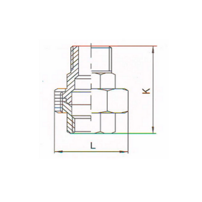 1.4401 - RVS AISI 316 (A4) - Koppeling bi-bu conisch/vlak dichtend BSP - Ferranox Metal Center