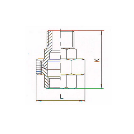 1.4401 - RVS AISI 316 (A4) - Koppeling bi-bu conisch/vlak dichtend BSP - Ferranox Metal Center