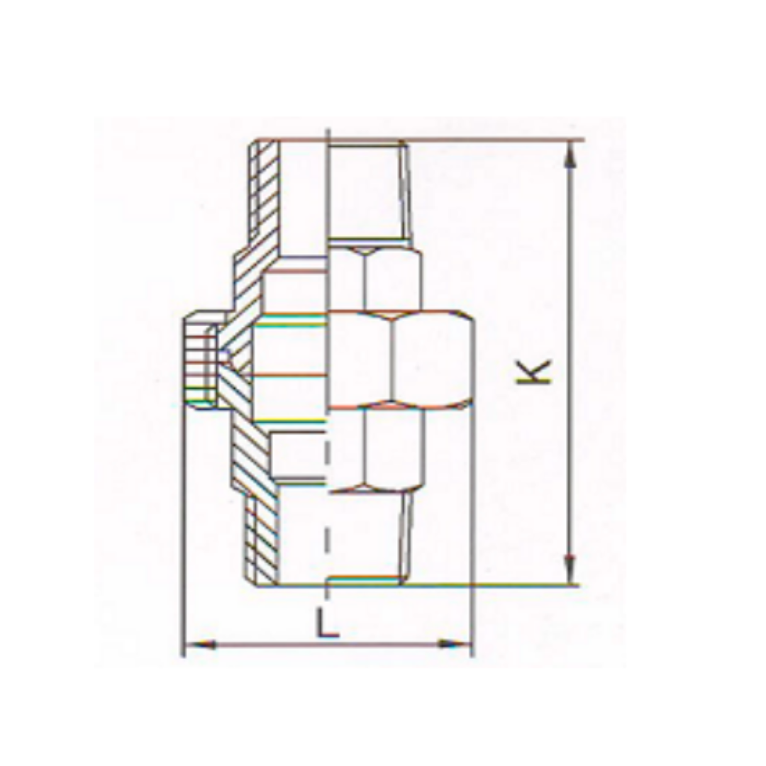 1.4401 - RVS AISI 316 (A4) - Koppeling bu-bu conisch/vlak dichtend BSP - Ferranox Metal Center