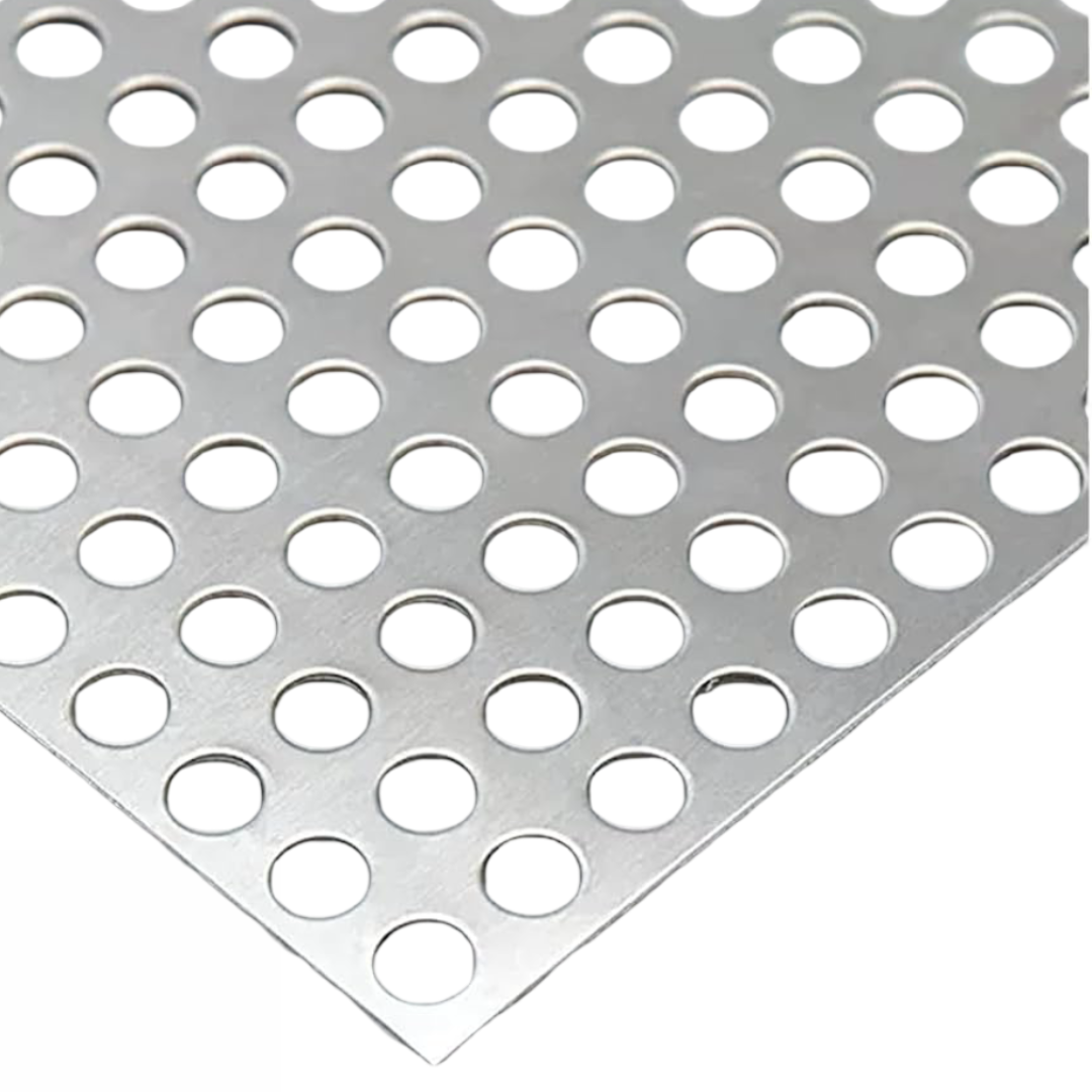 1.4301 - AISI 304 - RVS Geperforeerd plaat 2000 x 1000 x 1.00 mm - Ronde perforatie RT - Ferranox Metal Center