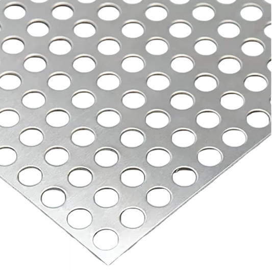 1.4301 - AISI 304 - RVS Geperforeerd plaat 2000 x 1000 x 1.00 mm - Ronde perforatie RT - Ferranox Metal Center