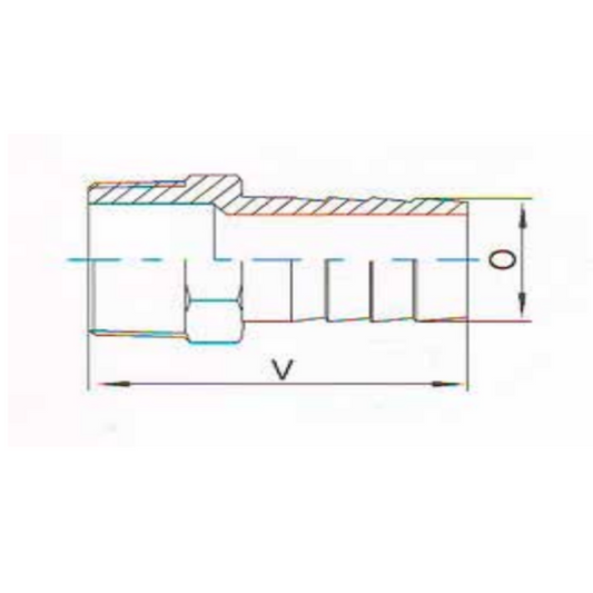 1.4401 - RVS AISI 316 (A4) - Slangpilaar, bu draad BSP - Ferranox Metal Center