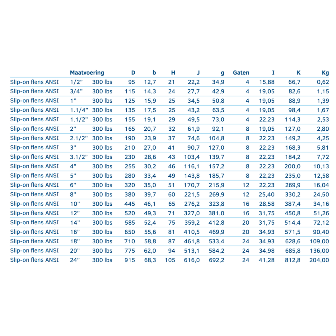 Slip-on flens ANSI 300 LBS - Ferranox Metal Center