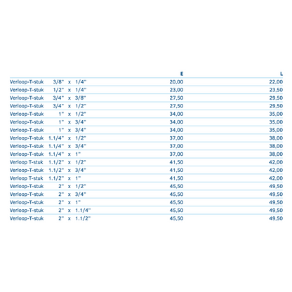 1.4401 - RVS AISI 316 (A4) - Verloop T-stuk BSP - Ferranox Metal Center